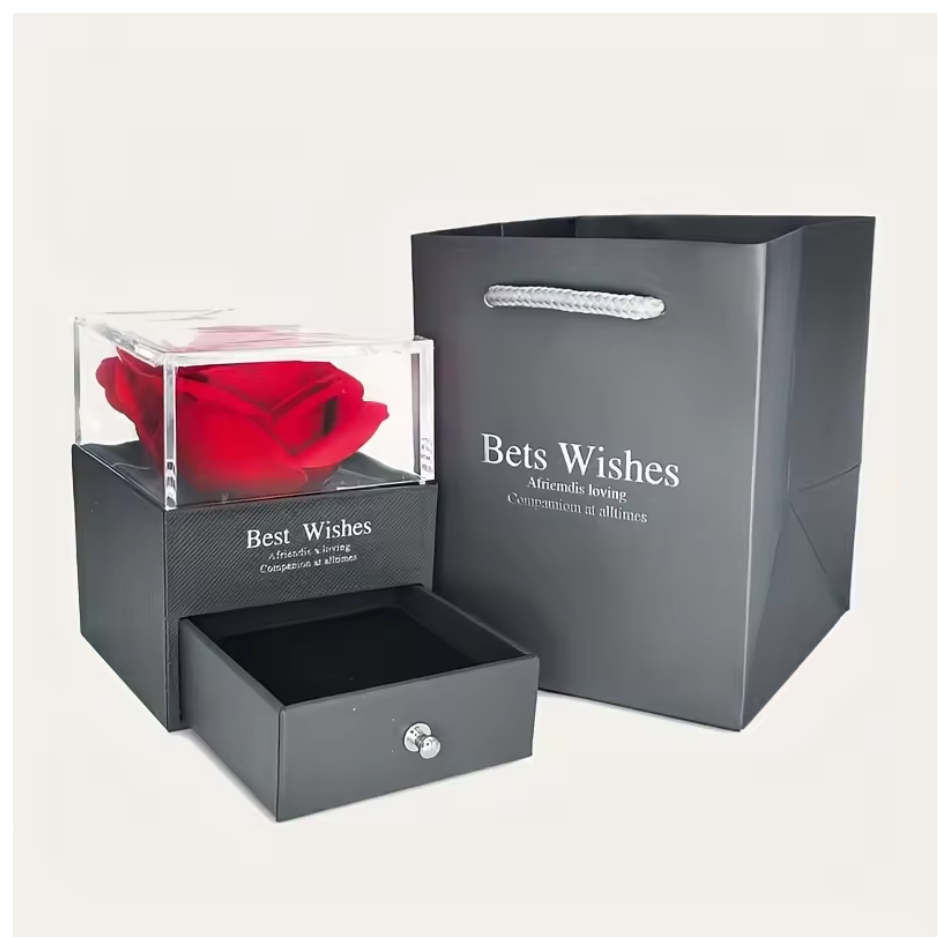 "Love" Red Heart Necklace with Rose Box