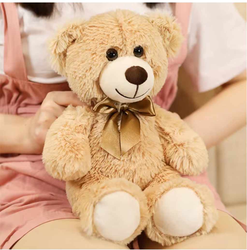 Brown Bear with Cute Gold Bowtie